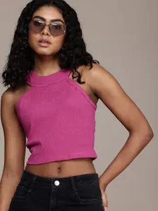 The Roadster Life Co. Round Neck Ribbed Cropped Top