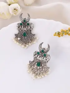 DASTOOR Silver-Plated Oxidised Drop Earrings