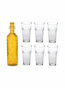 1ST TIME Yellow & Transparent 7 Pieces Bottle & Glasses Set
