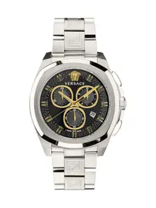 Versace Men Brass Embellished Dial & Stainless Steel Straps Analogue Watch VE7CA0723