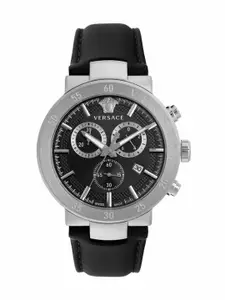 Versace Men Textured Leather Straps Analogue Watch VEPY00120