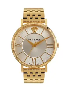 Versace Men Brass Embellished Dial & Stainless Steel Analogue Watch VEKA01122