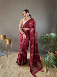 SGF11 Floral Embroidered Art Silk Chanderi Saree