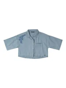 Allen Solly Junior Girls Cuban Collar Short Sleeves Cotton Casual Shirt