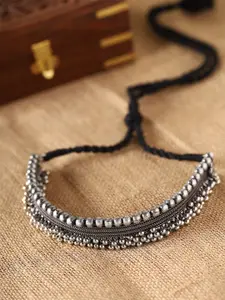 Priyaasi Silver-Plated Oxidised Choker Necklace