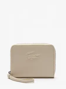Lacoste Women Textured Pure Leather Zip Around Wallet