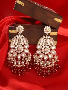 Priyaasi Gold Plated Kundan Contemporary Drop Earrings