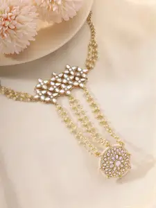 Priyaasi Gold-Plated Kundan Hathphool Ring Bracelet