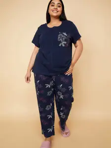 max Plus Size Floral Printed Pure Cotton Night suit