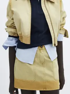 MANGO Women Pure Cotton Straight Denim Skirt