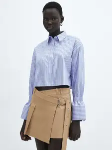 MANGO Women Cotton Wrap Mini Skirt with Buckle Detail