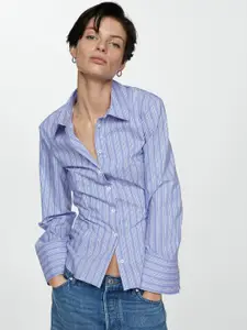 MANGO Back Tie-Up Striped Casual Shirt