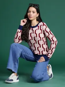DressBerry Geometric Woven Design Pullover