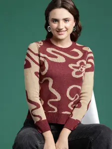 DressBerry Women Abstract Acrylic Pullover