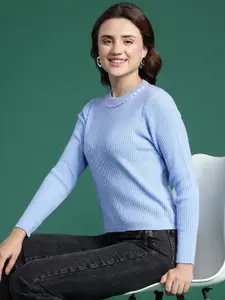 DressBerry Women Ribbed Acrylic Pullover