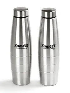 Sumeet Steel Toned 2 Pcs Stainless Steel Single Wall Vacuum Water Bottle 1 ltr