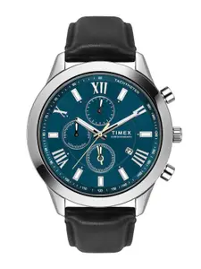 Timex Men Brass Embellished Dial & Leather Straps Analogue Watch TWEG18515