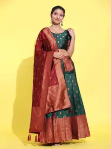 DIVASTRI Woven Design Semi-Stitched Lehenga & Unstitched Blouse With Dupatta