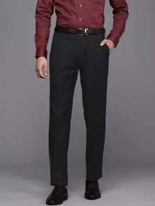 Louis Philippe Men Textured Pleated Formal Trousers