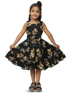 BAESD Infant Girls Floral Print Crepe Fit & Flare Midi Dress