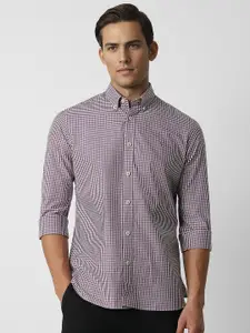 Van Heusen Sport Slim Fit Micro Checks Button-Down Collar Opaque Cotton Casual Shirt