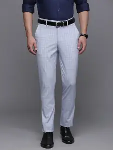 Louis Philippe Men Checked Slim Fit Formal Trousers
