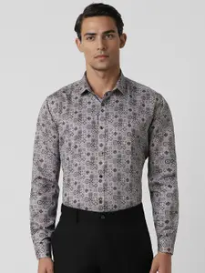 V Dot Ethnic Motifs Printed Slim Fit Pure Cotton Party Shirt
