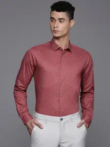 Louis Philippe Ath.Work Geometric Printed Super Slim Fit Opaque Semiformal Shirt