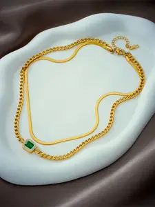 Krelin Gold-Plated CZ-Studded Layered Necklace