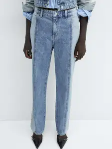 MANGO Women Straight Fit Colourblocked Jeans