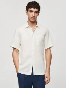 MANGO MAN Linen Cotton Opaque Casual Shirt