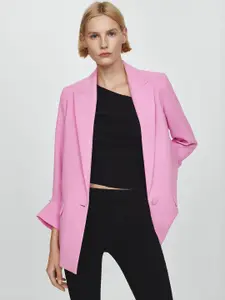 MANGO Notched Lapel Single-Breasted Longline Blazer