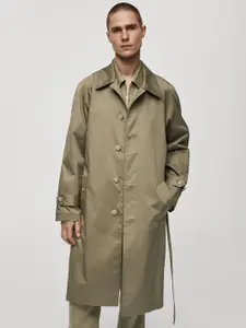 MANGO MAN Longline Trench Coat with Belt