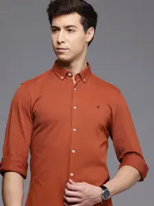 Louis Philippe Jeans Pure Cotton Textured Button-Down Collar New Slim Fit Casual Shirt