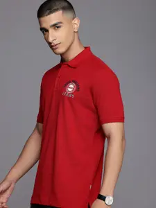 Louis Philippe Jeans Polo Collar Pure Cotton Slim Fit T-shirt with Embroidered Detail