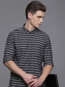 Louis Philippe Jeans Pure Cotton Slim Fit Horizontal Striped Casual Shirt