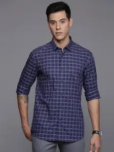 Louis Philippe Sport Cotton Super Slim Fit Tartan Checked Casual Shirt