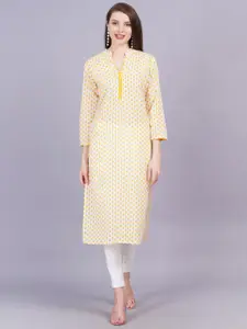 KALINI Geometric Printed Mandarin Collar Straight Kurta