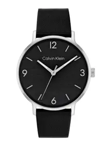 Calvin Klein Men Modern Leather Analogue Watch 25200437-Black