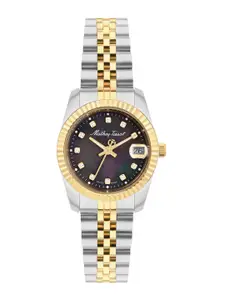 Mathey-Tissot Women Embellished Dial & Stainless Steel Bracelet Style Straps Analogue Watch D710BN