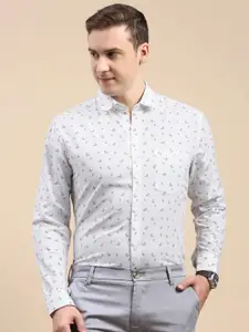 Classic Polo Slim Fit Floral Printed Cotton Linen Casual Shirt