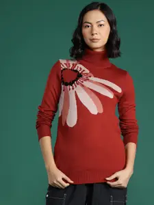 DressBerry Floral Printed Turtle Neck Pullover