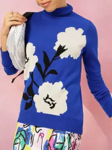 DressBerry Pure Acrylic Floral Design Pullover