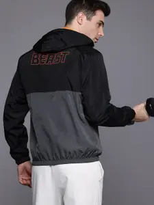 HRX by Hrithik Roshan Colourblocked & Printed Hooded Rapid-Dry Training Jacket