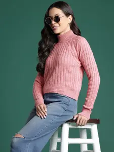 DressBerry Ribbed Acrylic Turtle Neck Pullover