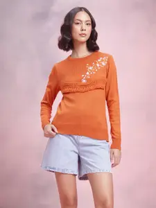 DressBerry Embroidered & Tassels Design Acrylic Pullover