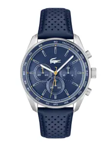 Lacoste Men Boston Leather Analogue Chronograph Watch 2011344-Blue