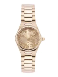 Olivia Burton Women Mini Hexa Damask Embellished Analogue Watch 24000110-Carnation Gold