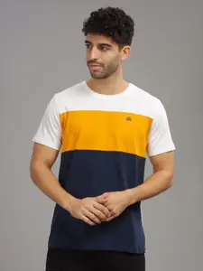 ADRO Colourblocked Regular Fit Cotton T-shirt