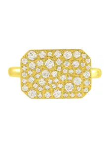 ARVINO Gold-Plated & Stone-Studded Adjustable Finger Ring